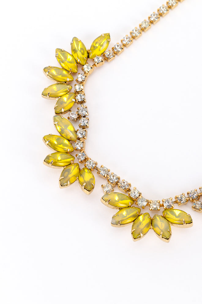 Vintage Crystal Marquise Cluster Necklace front closeup @recess la