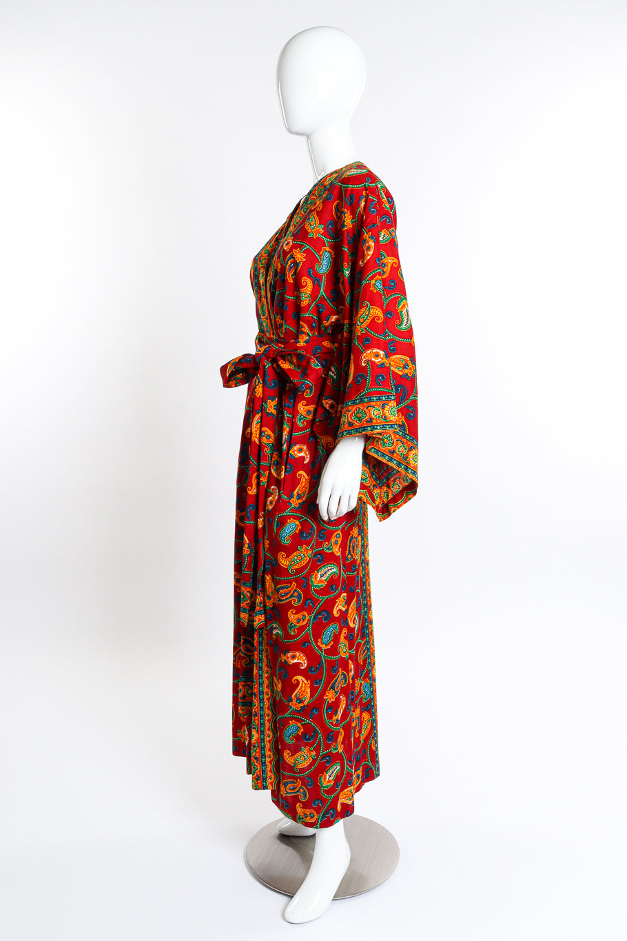 Vintage Neiman Marcus Floral Paisley Kimono Robe side on mannequin @recess la