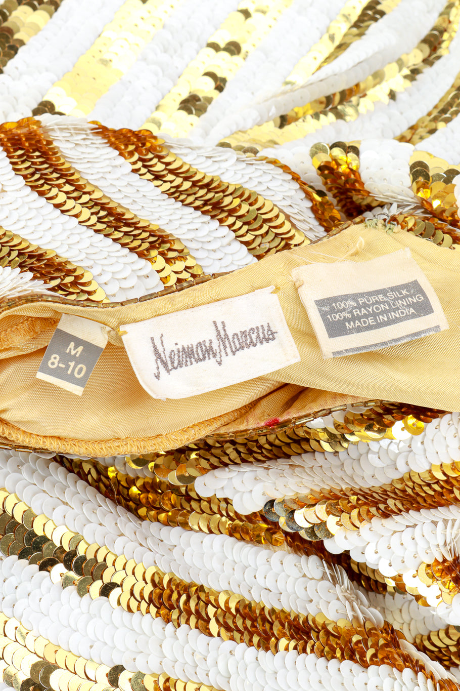 Vintage Neiman Marcus Striped Anchor Sequin Top labels closeup @recess la