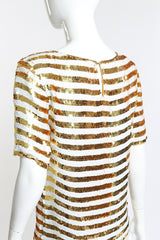 Vintage Neiman Marcus Striped Anchor Sequin Top 3/4 back on mannequin closeup @recess la