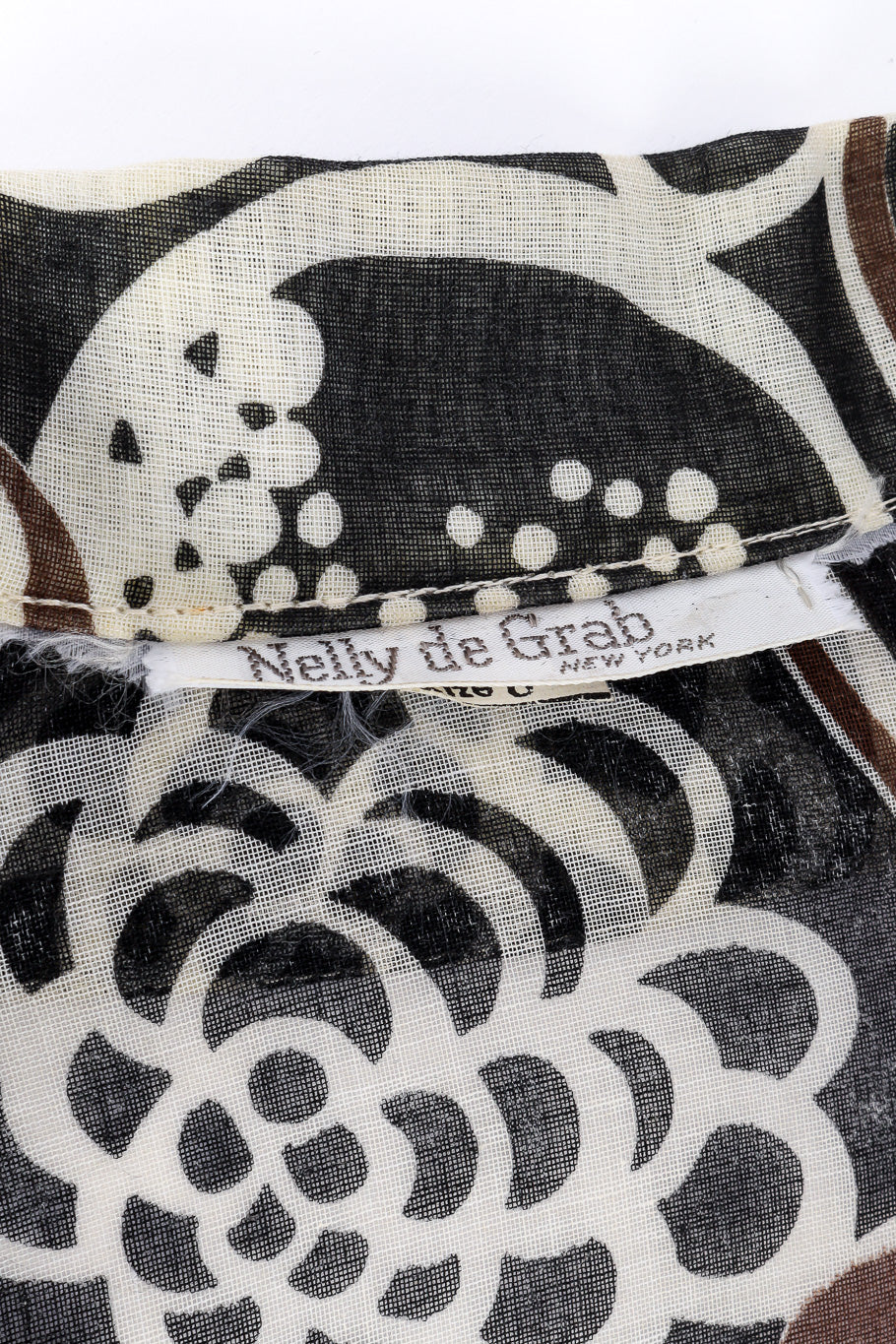 Vintage Nelly de Grab Abstract Dot Print Blouse & Skirt Set blouse label closeup @Recessla