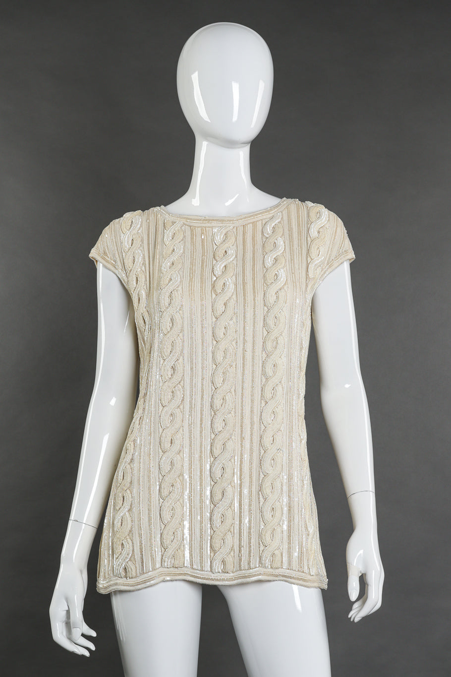 Vintage Valentino Night Cable Knit Sequin Top front on mannequin @recessla