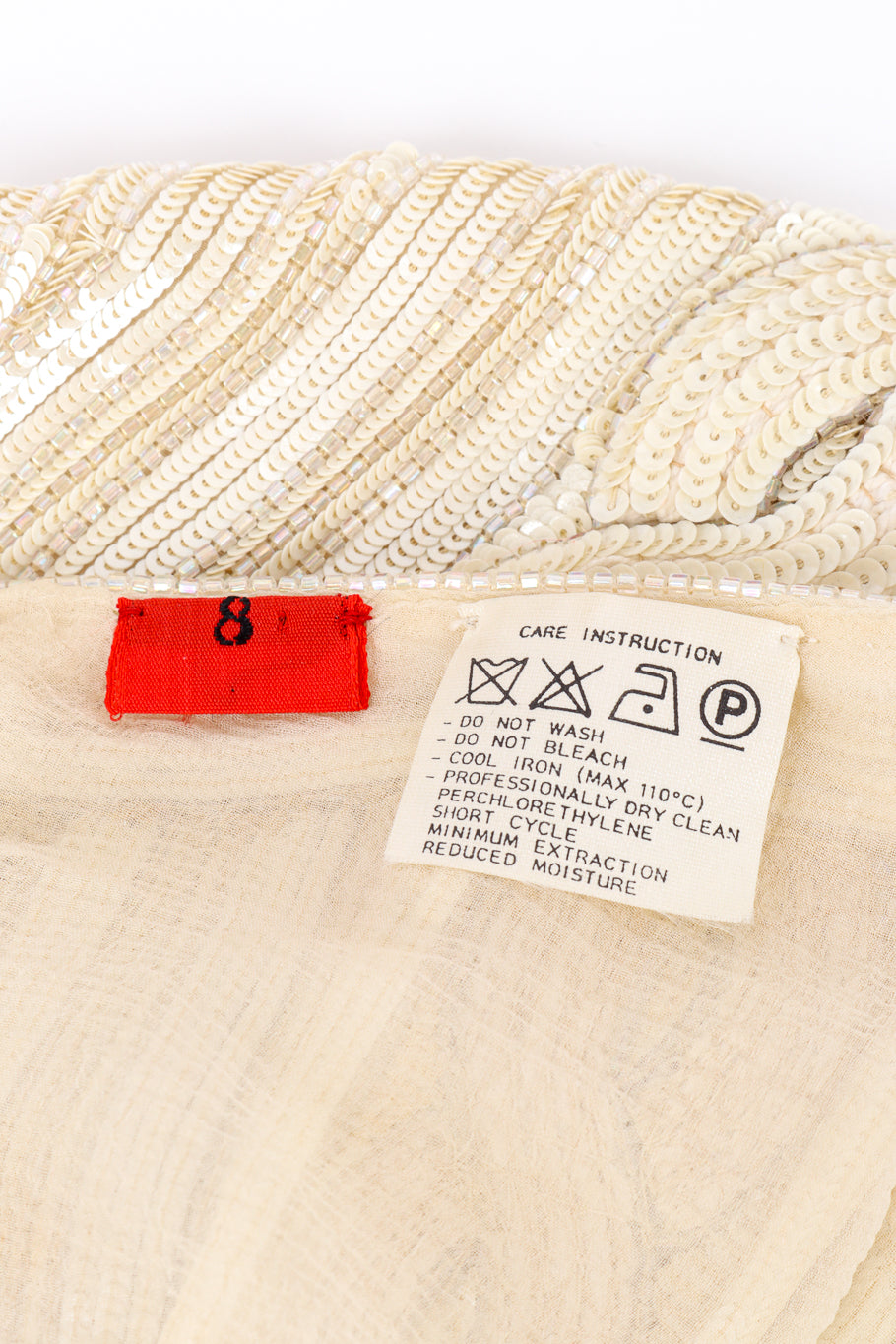Vintage Valentino Night Cable Knit Sequin Top size tag closeup @recessla