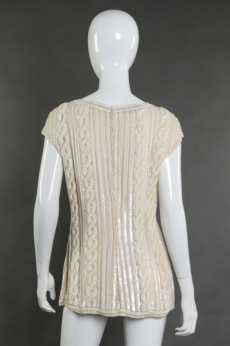 Vintage Valentino Night Cable Knit Sequin Top back on mannequin @recessla