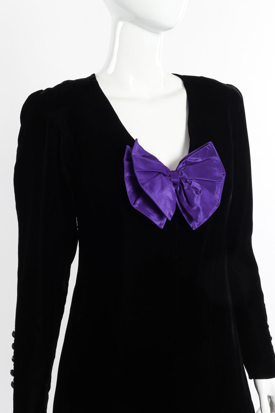 Velvet Bow Dress by Nina Ricci on mannequin chest close @recessla