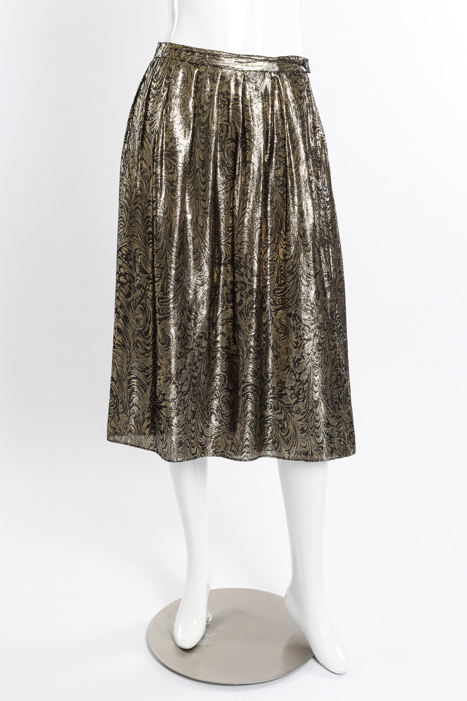 Vintage Nolan Miller Lamé Jacquard Blouse & Skirt Set skirt front on mannequin @recessla