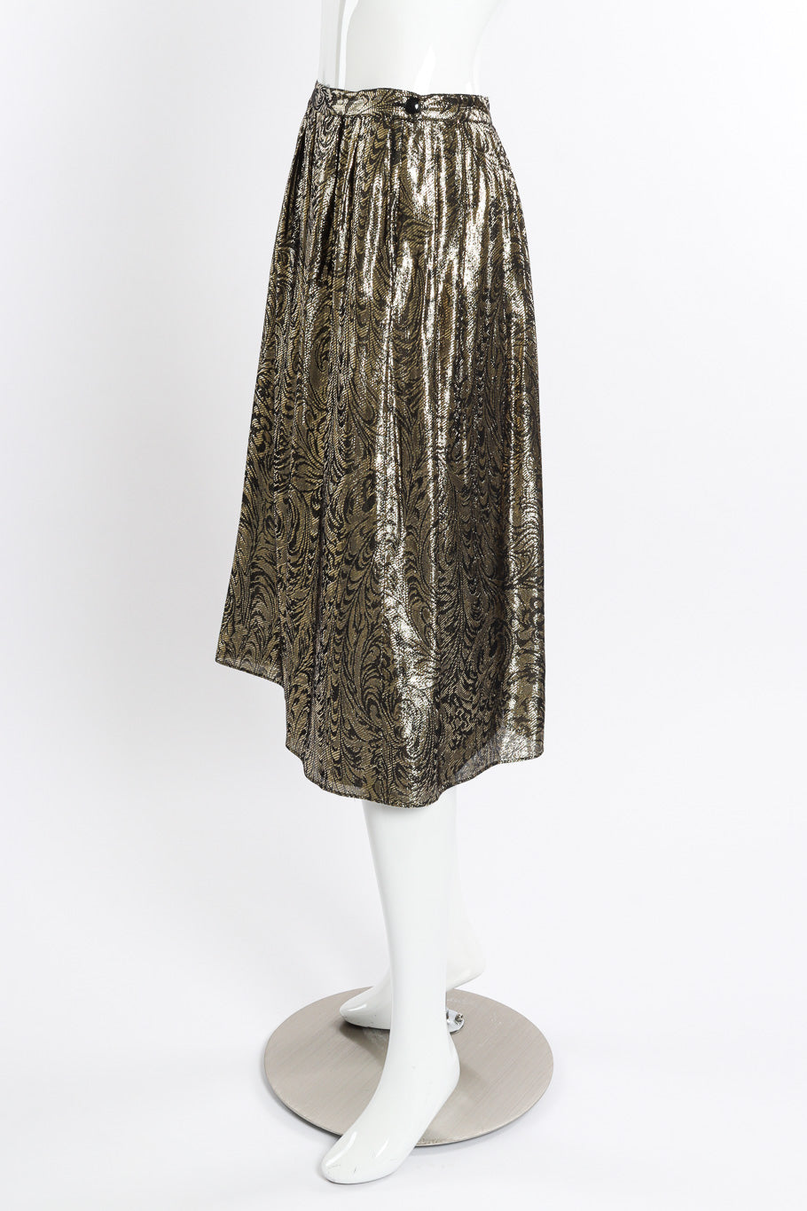 Vintage Nolan Miller Lamé Jacquard Blouse & Skirt Set skirt side on mannequin @recessla