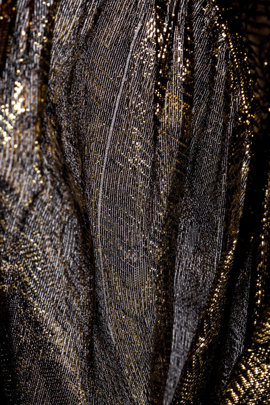 Vintage Nolan Miller Lamé Jacquard Blouse & Skirt Set run in blouse closeup @recessla