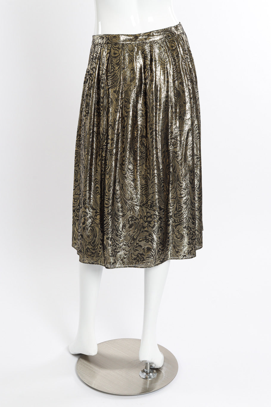 Vintage Nolan Miller Lamé Jacquard Blouse & Skirt Set skirt back on mannequin @recessla