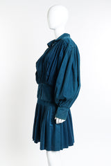 Pleated Corduory Jacket & Skirt Set by Norma Kamali on mannequin side @recess la