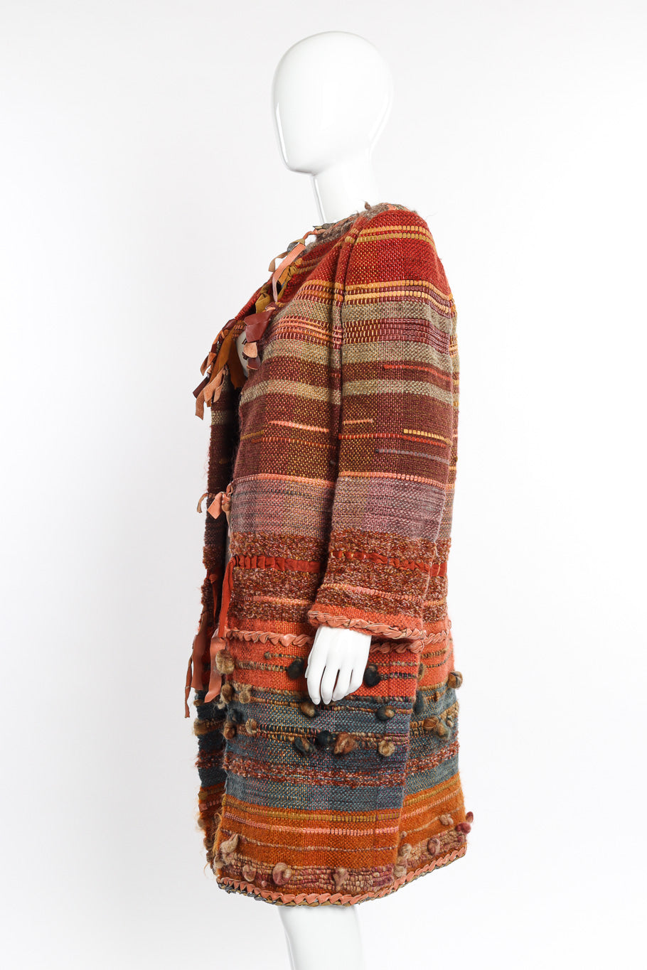 Woven Carpet Coat by Norma Walters on mannequin side @recessla