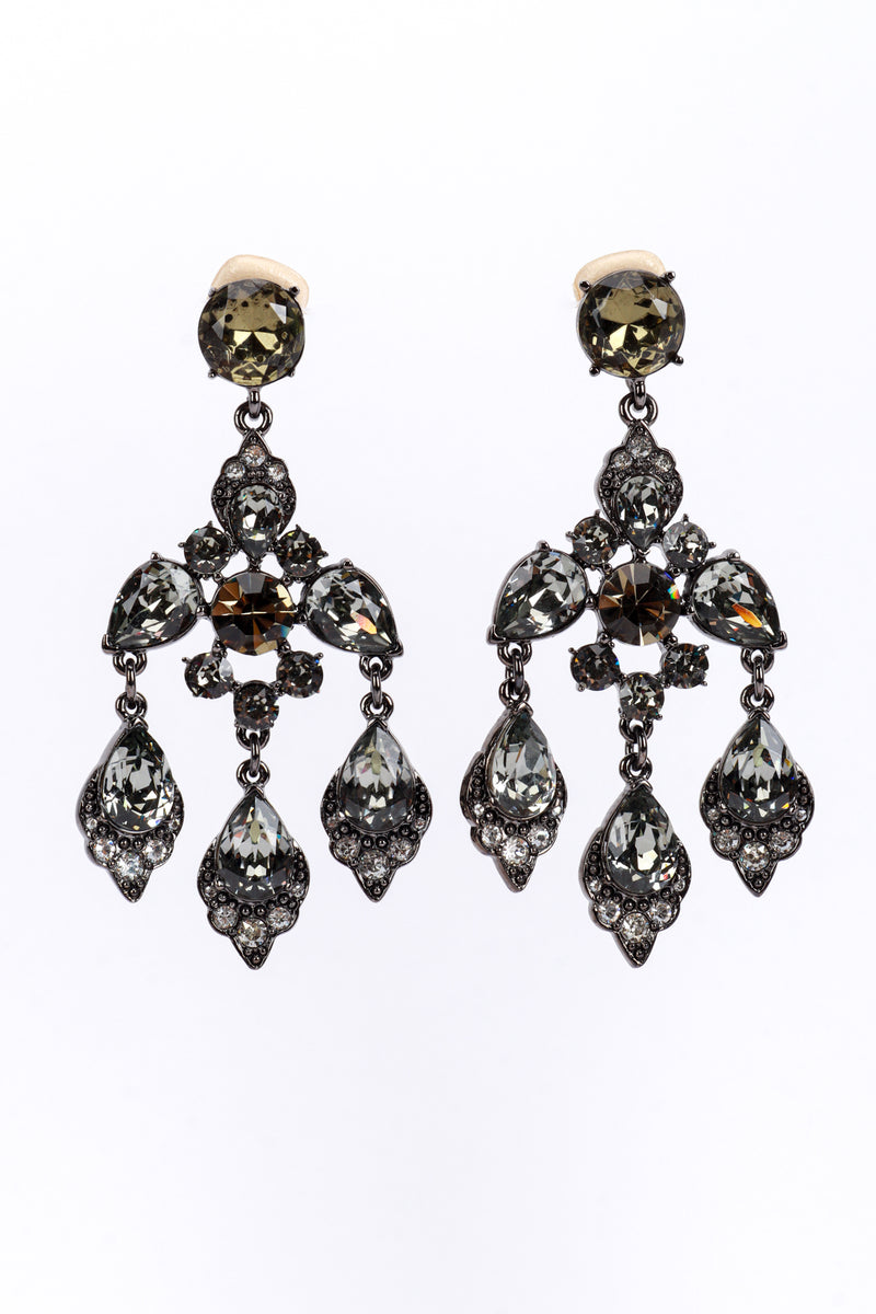 Oscar de la Renta Arabesque Crystal Chandelier Earrings front @recess la