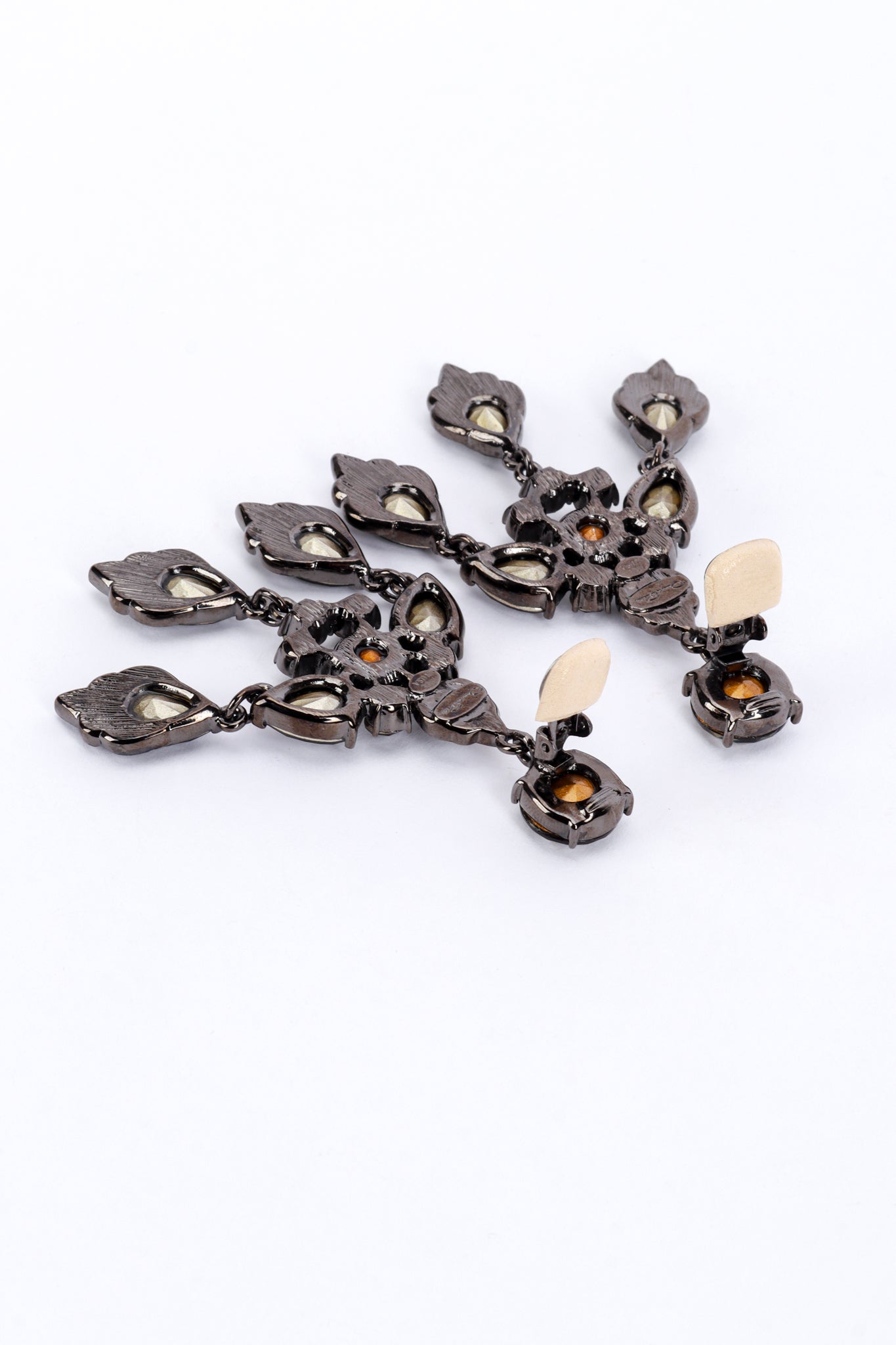 Oscar de la Renta Arabesque Crystal Chandelier Earrings back clips open @recess la