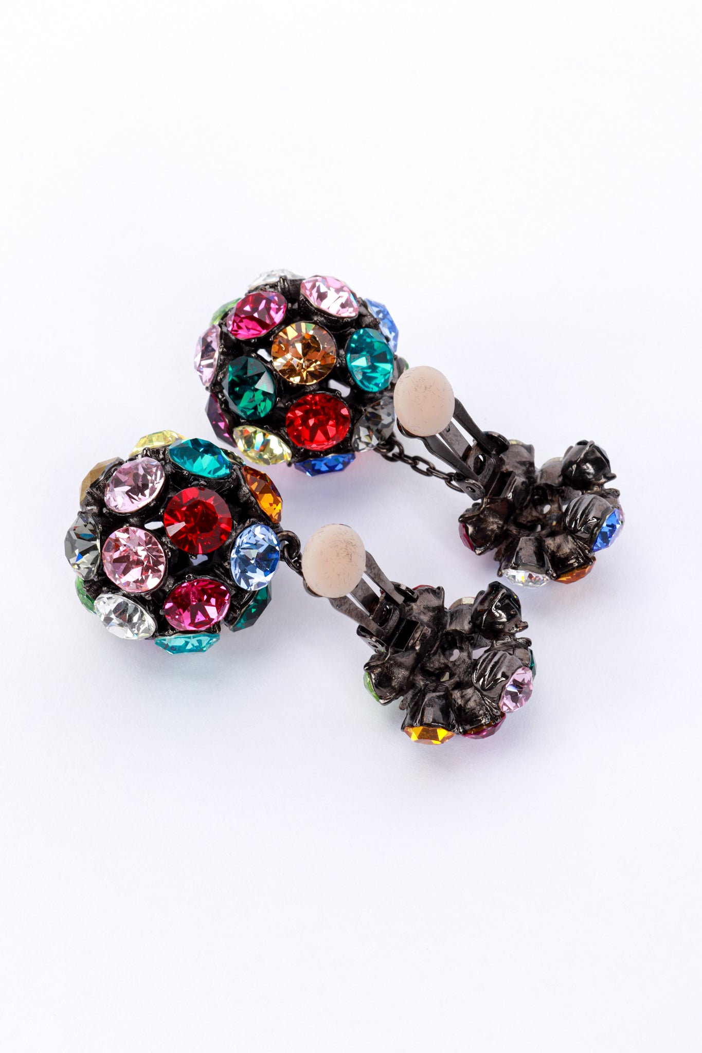 Oscar de la Renta Rainbow Disco Ball Drop Earrings back clips open @recess la