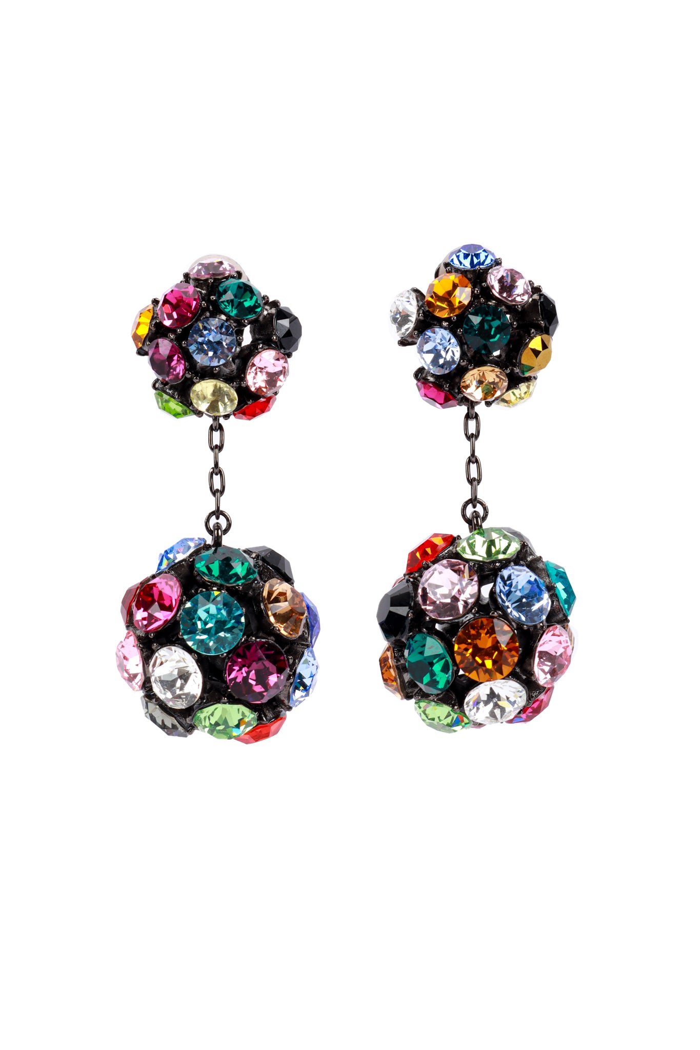 Oscar de la Renta Rainbow Disco Ball Drop Earrings @recess la