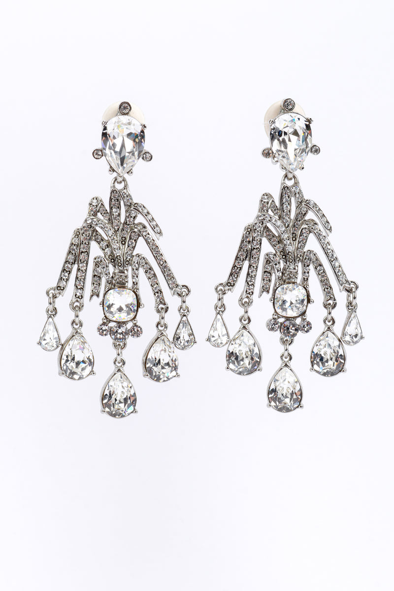 Oscar de la Renta Crystal Plume Chandelier Earrings @recess la