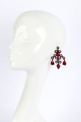 Oscar de la Renta Crystal Bow Chandelier Earrings on mannequin @recess la