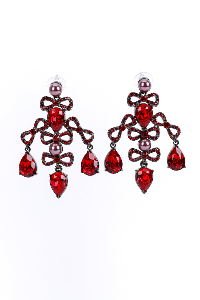 Oscar de la Renta Crystal Bow Chandelier Earrings @recess la