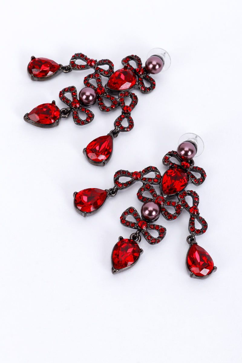 Oscar de la Renta Crystal Bow Chandelier Earrings detail @recess la