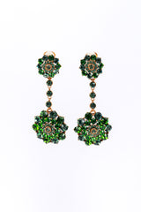 Oscar de la Renta Fern Green Crystal Flower Burst Drop Earrings @recess la