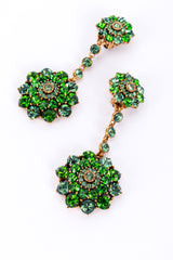 Oscar de la Renta Fern Green Crystal Flower Burst Drop Earrings front detail @recess la 