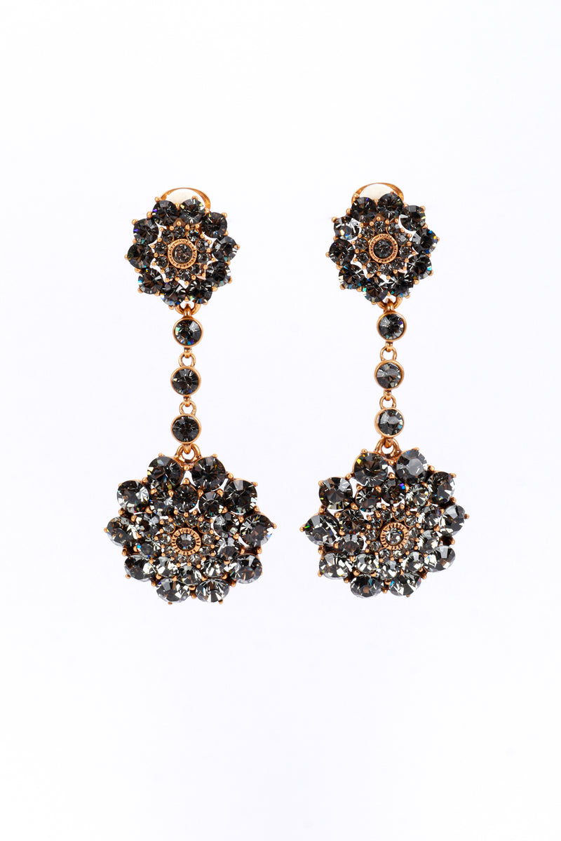 Oscar de la Renta Smoky Crystal Flower Burst Drop Earrings @recess la