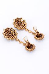 Oscar de la Renta Smoky Crystal Flower Burst Drop Earrings back clips open @recess la