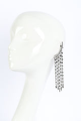 Vintage Oscar de la Renta Smokey Crescent Moon & Falling Stars Crawler Earrings on mannequin @recess la