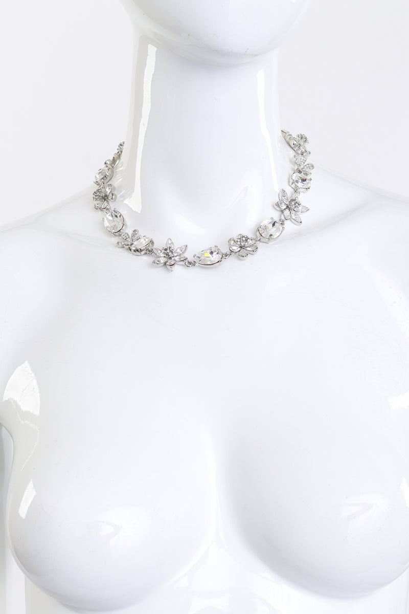 Oscar de la Renta Crystal Flower Collar Necklace on mannequin @recess la