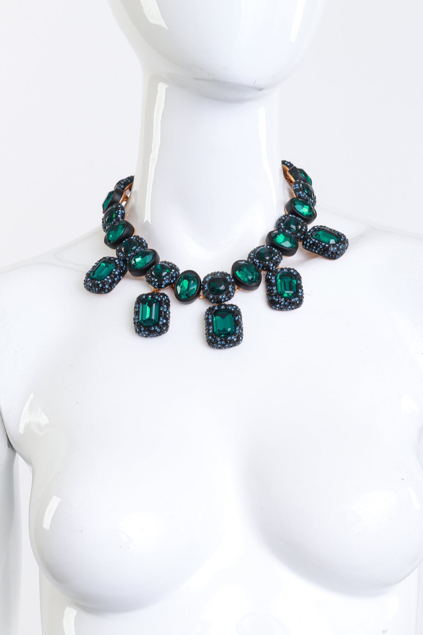 Oscar de la Renta Crystal Gum Drop Collar Necklace on mannequin @recess la