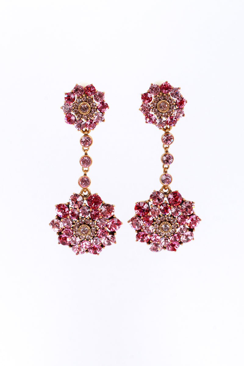 Oscar de la Renta Pinks Crystal Flower Burst Drop Earrings @recess la