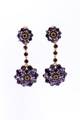 Oscar de la Renta Purples Crystal Flower Burst Drop Earrings @recess la