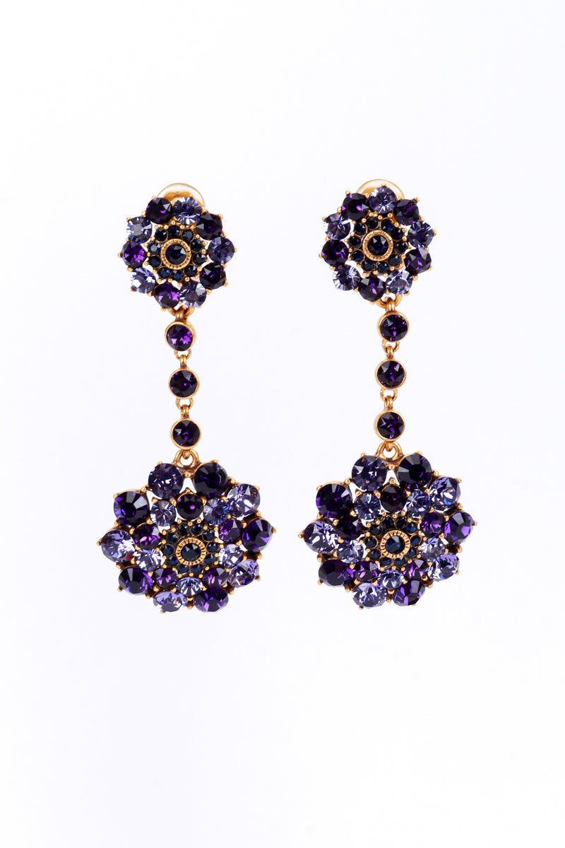 Oscar de la Renta Purples Crystal Flower Burst Drop Earrings @recess la