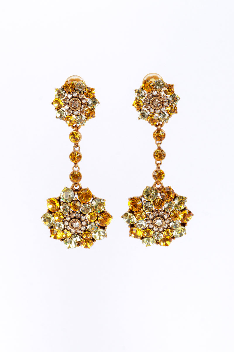 Oscar de la Renta Yellows Crystal Flower Burst Drop Earrings @recess la