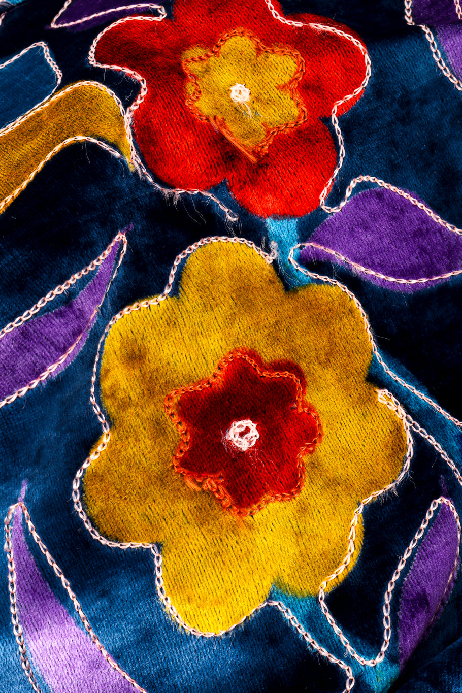 Vintage Off Broadway Floral Velvet Duster fabric closeup @recess la