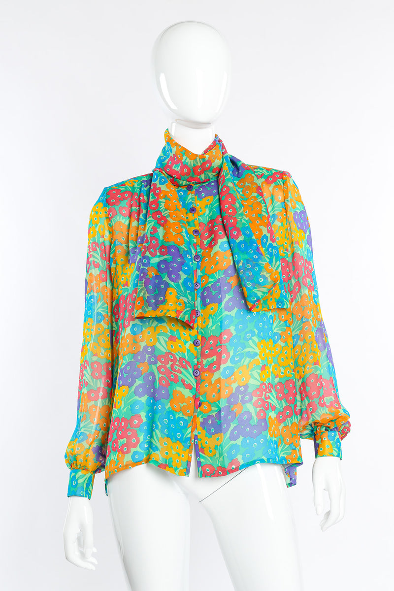 Silk blouse and scarf by Ognibene Zendman on mannequin front @recessla