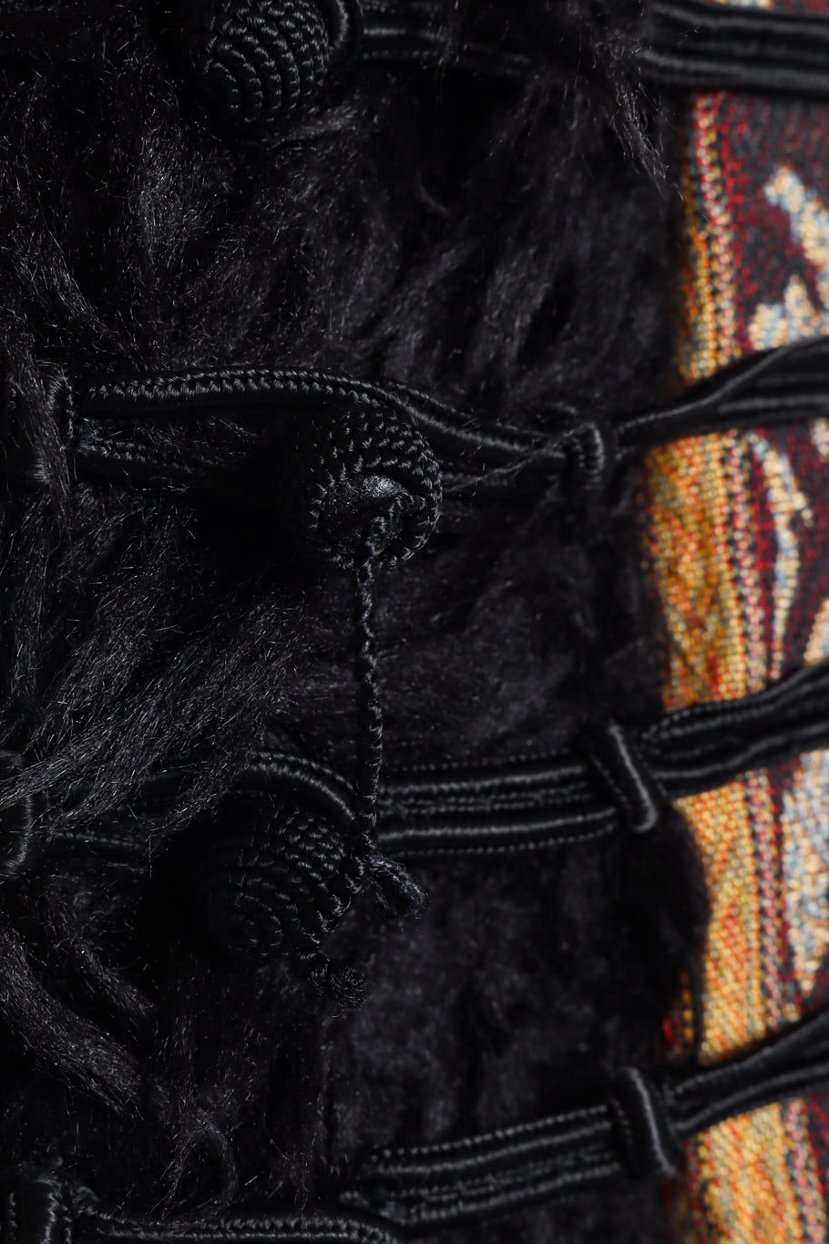 Vintage Ozbek Fur Trim Tapestry Coat loose button thread @recess la