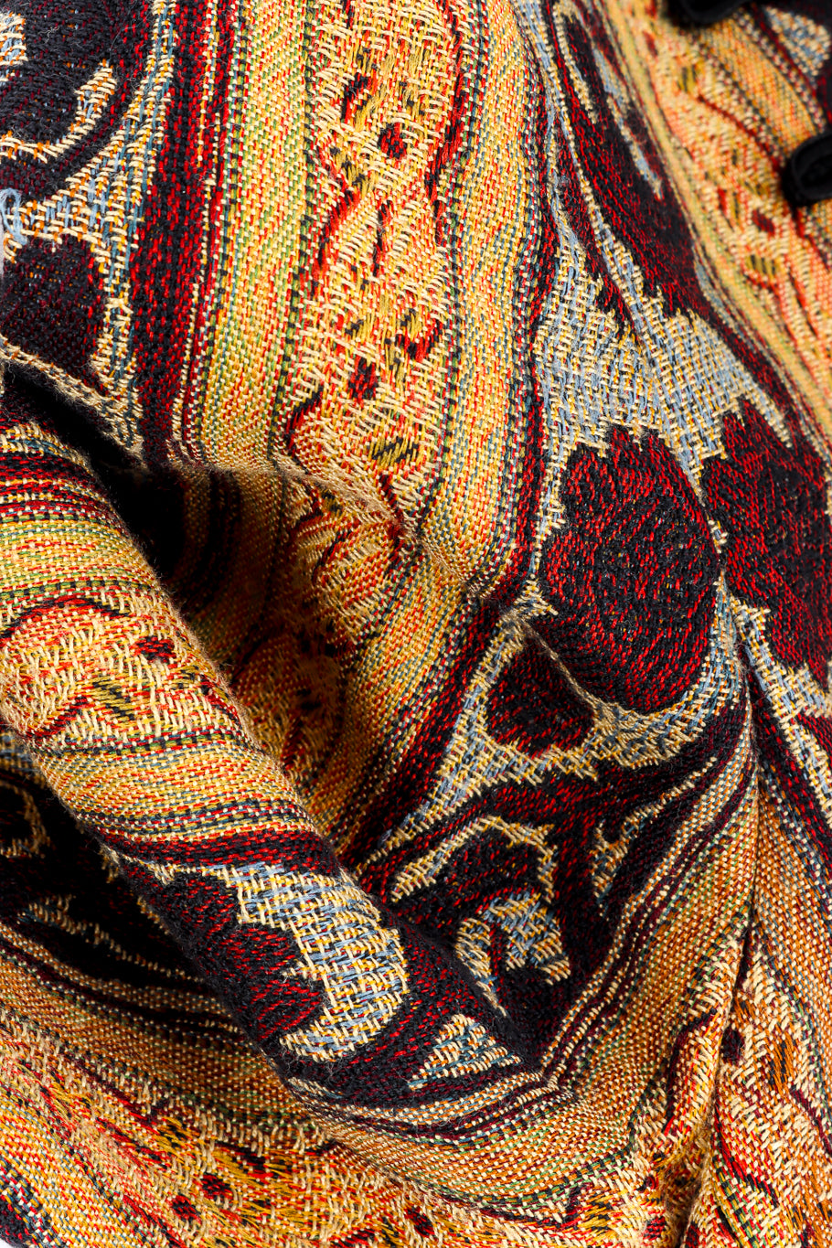 Vintage Ozbek Fur Trim Tapestry Coat fabric closeup @recess la