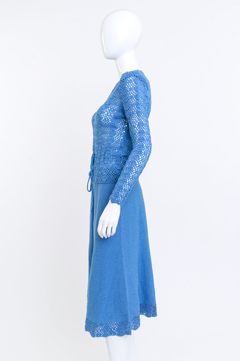 Oscar de la Renta Crochet Fan Knit Skirt Set side on mannequin @RECESS LA