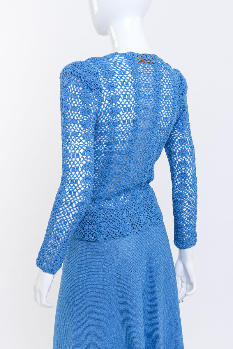 Oscar de la Renta Crochet Fan Knit Skirt Set back detail on manenquin @RECESS LA