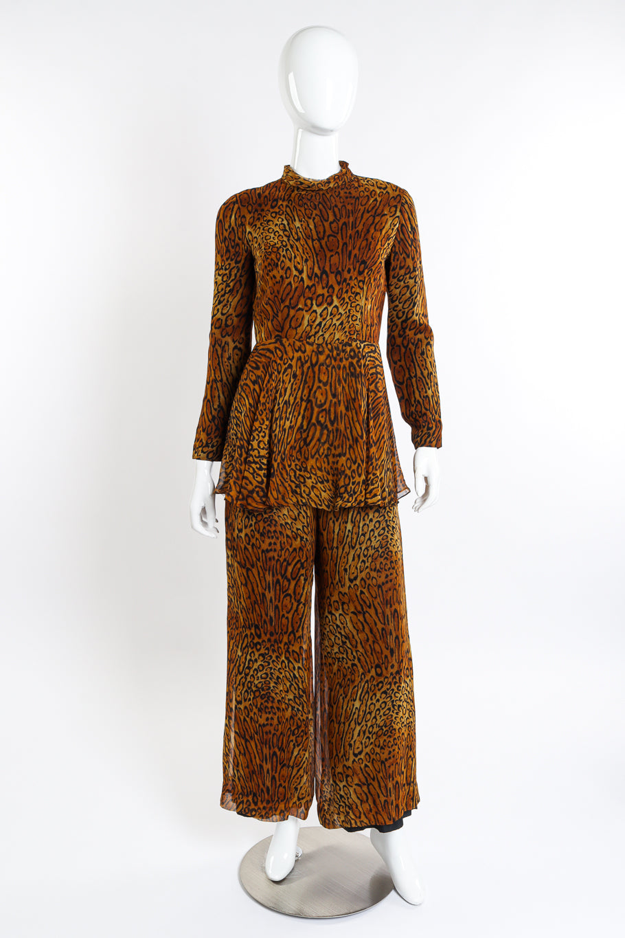 Vintage Oscar de la Renta Leopard Silk Jumpsuit front on mannequin @recessla