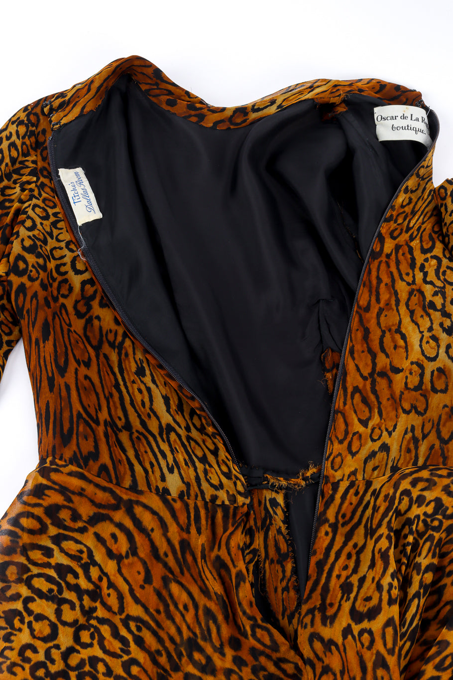 Vintage Oscar de la Renta Leopard Silk Jumpsuit back unzipped @recessla
