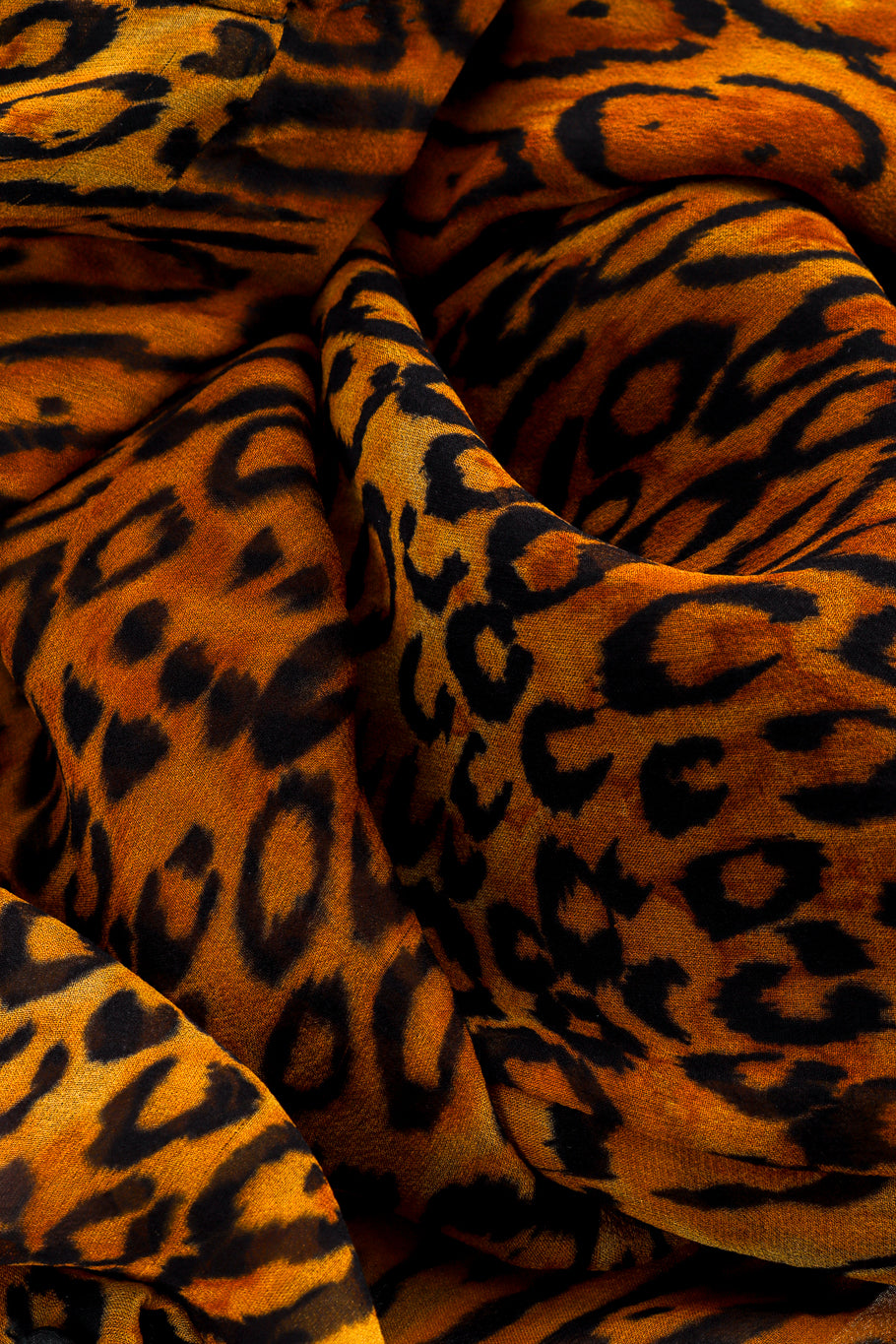 Vintage Oscar de la Renta Leopard Silk Jumpsuit fabric closeup @recessla