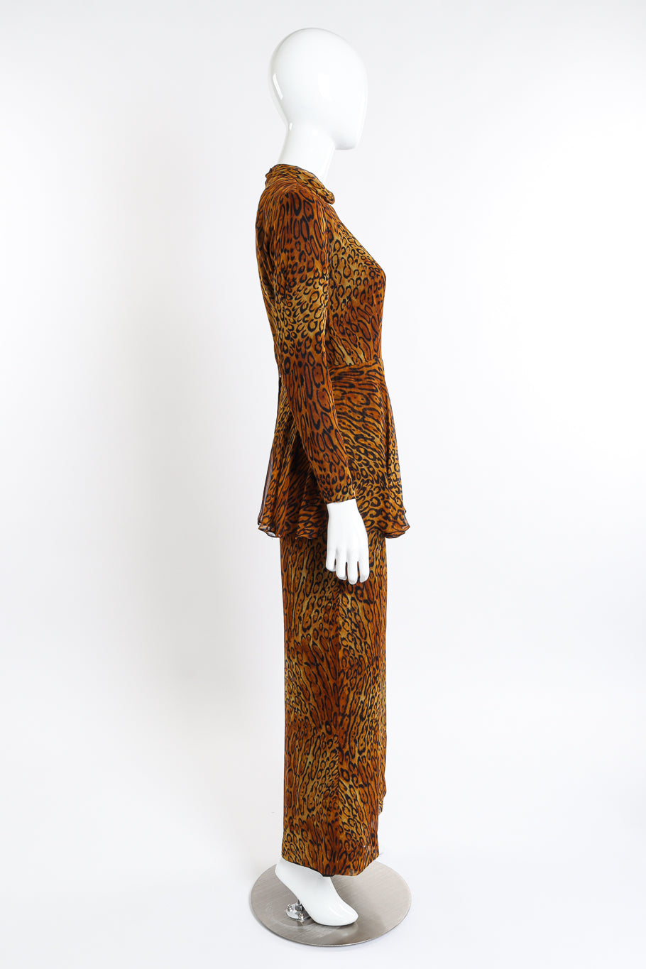 Vintage Oscar de la Renta Leopard Silk Jumpsuit side on mannequin @recessla