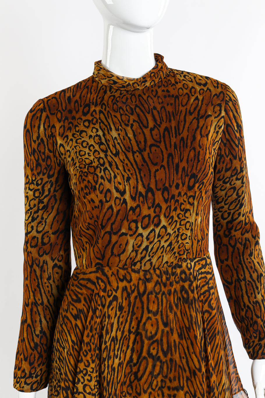 Vintage Oscar de la Renta Leopard Silk Jumpsuit front on mannequin closeup @recessla