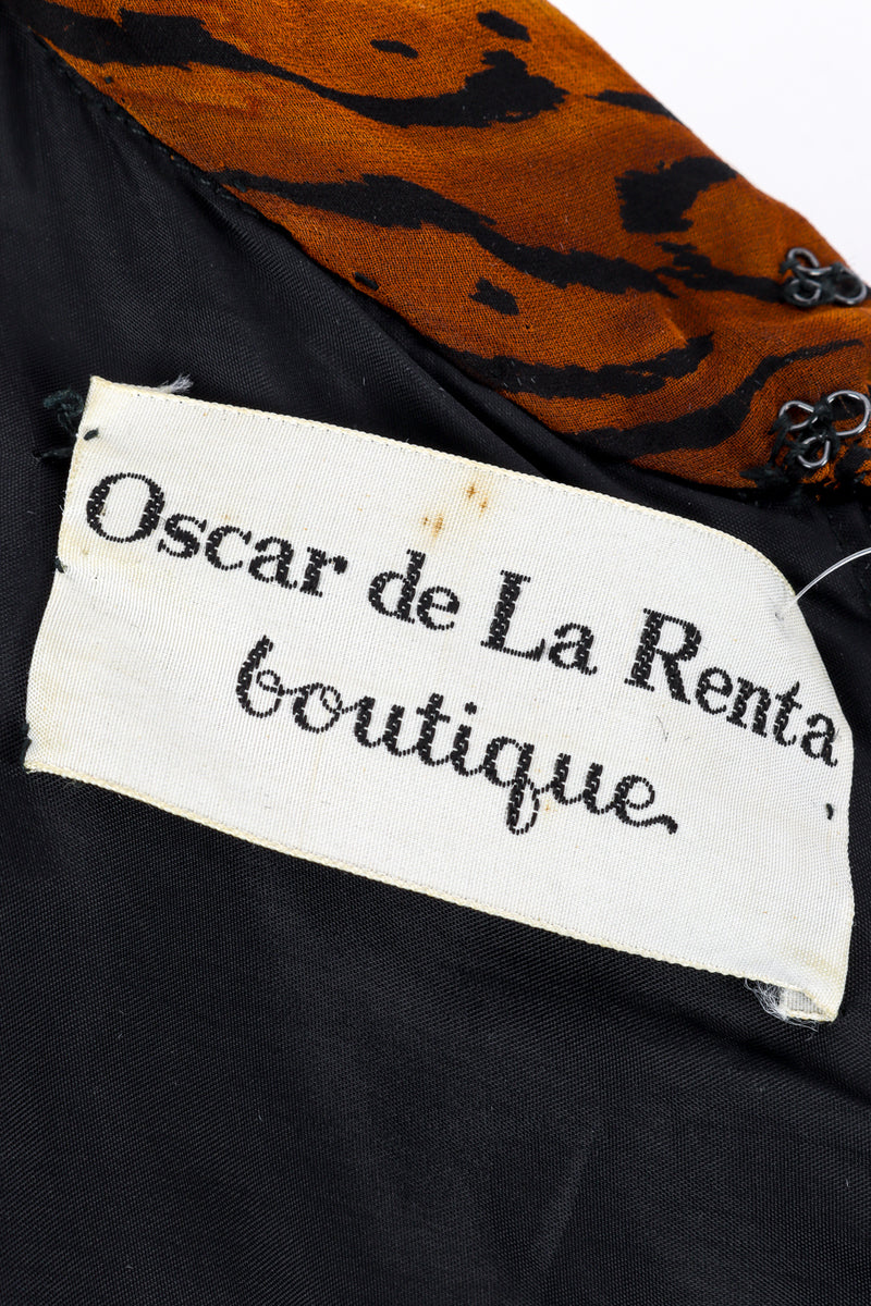 Vintage Oscar de la Renta Leopard Silk Jumpsuit signature label closeup @recessla