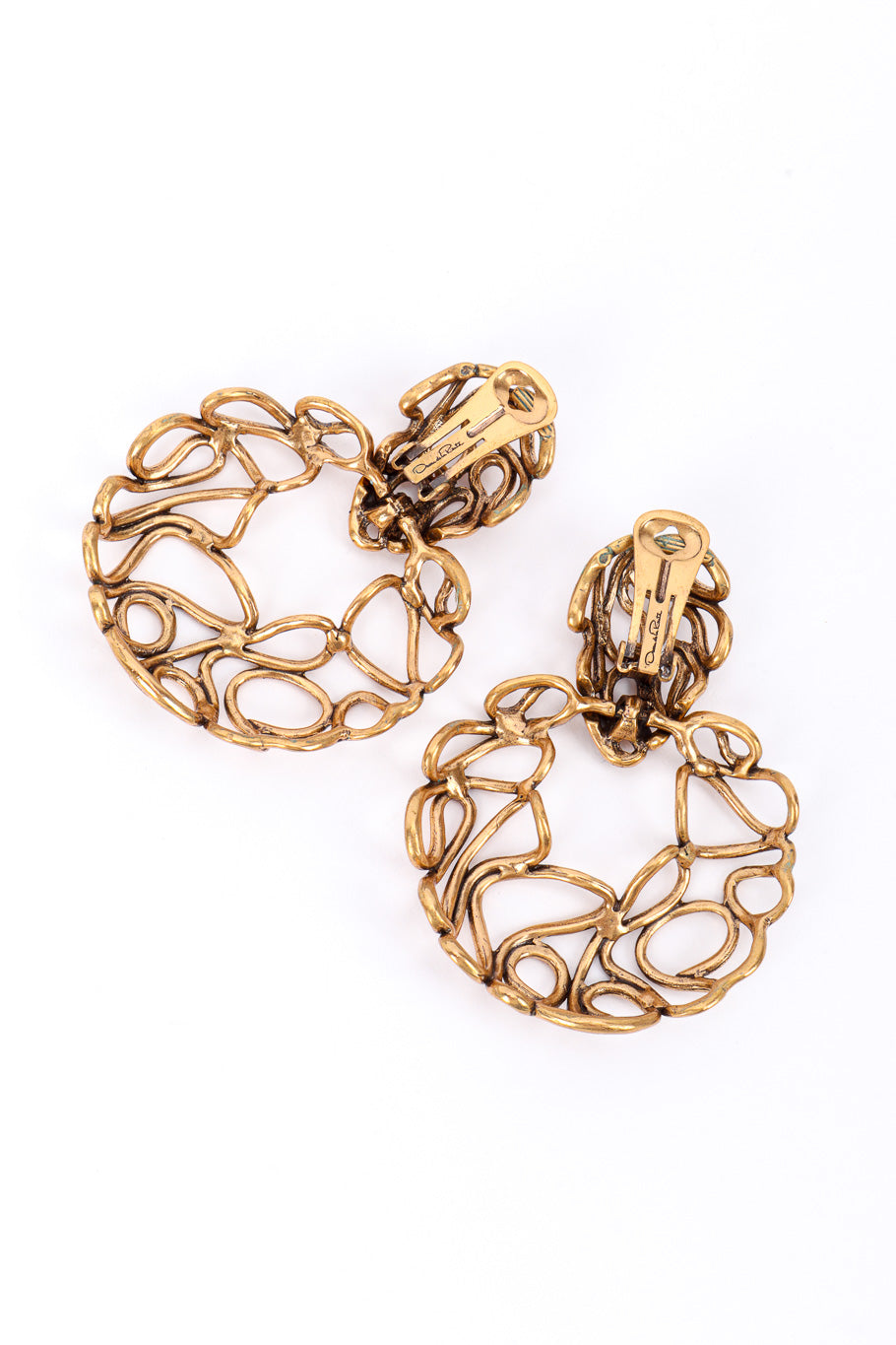 Vintage Oscar de la Renta Wire Hoop Drop Earrings back @recessla