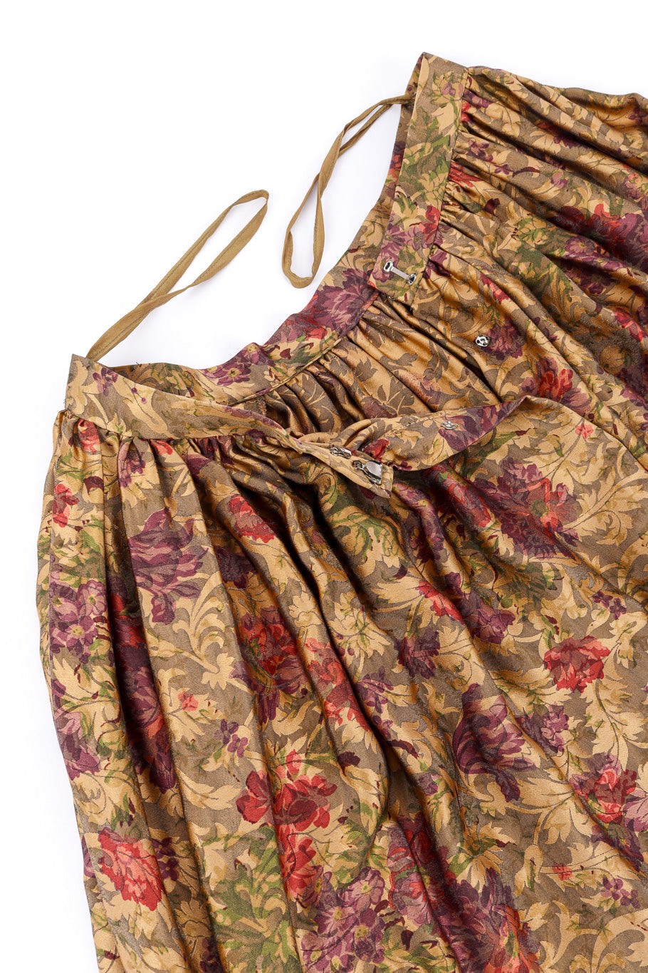 Vintage Oscar de la Renta Damask Jacquard Top and Skirt Set skirt waist closeup @recessla