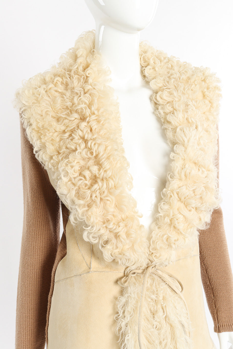 Lambsuede & Wool Knit Jacket by Oscar de la Renta on mannequin collar close @recessla