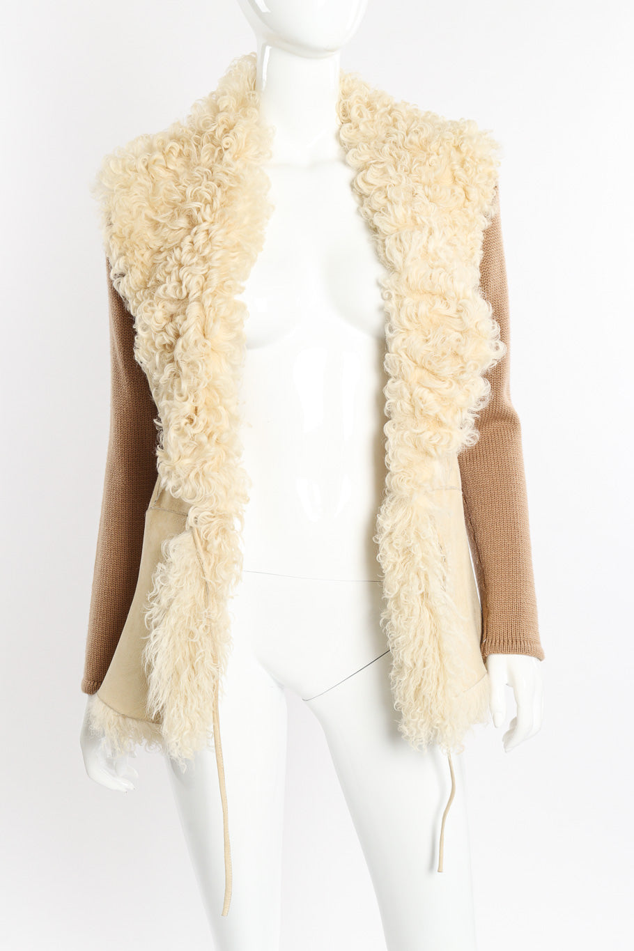 Lambsuede & Wool Knit Jacket by Oscar de la Renta on mannequin open front @recessla